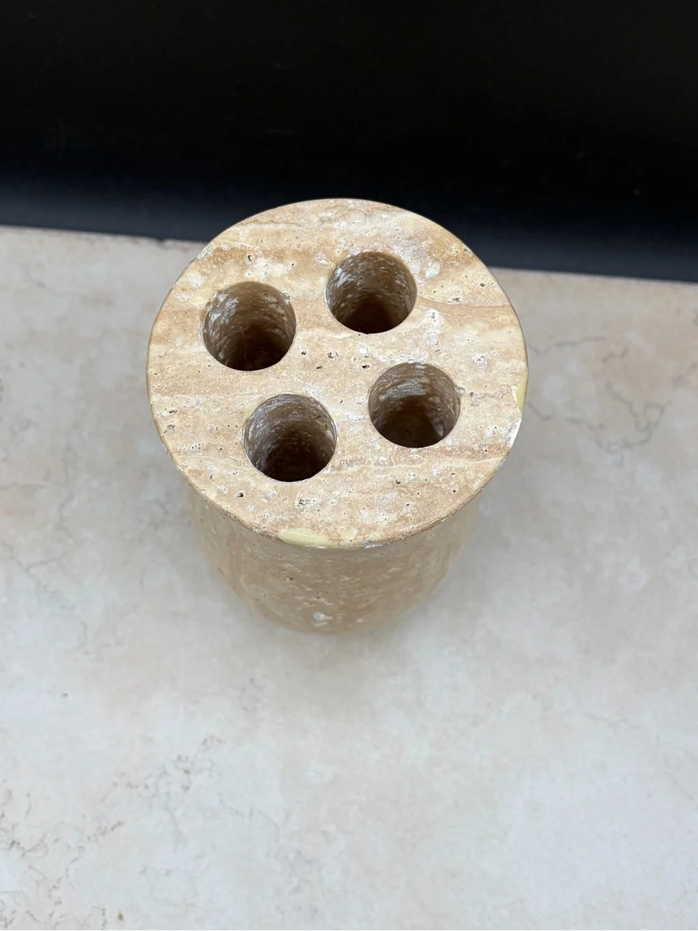 Roselli Trading Co Champagne Marble Tooth Brush Holder Roman Spa / Flower Frog